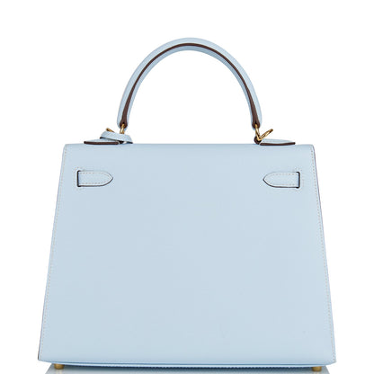 Hermes Kelly Sellier 25 Bleu Brume Epsom Gold Hardware