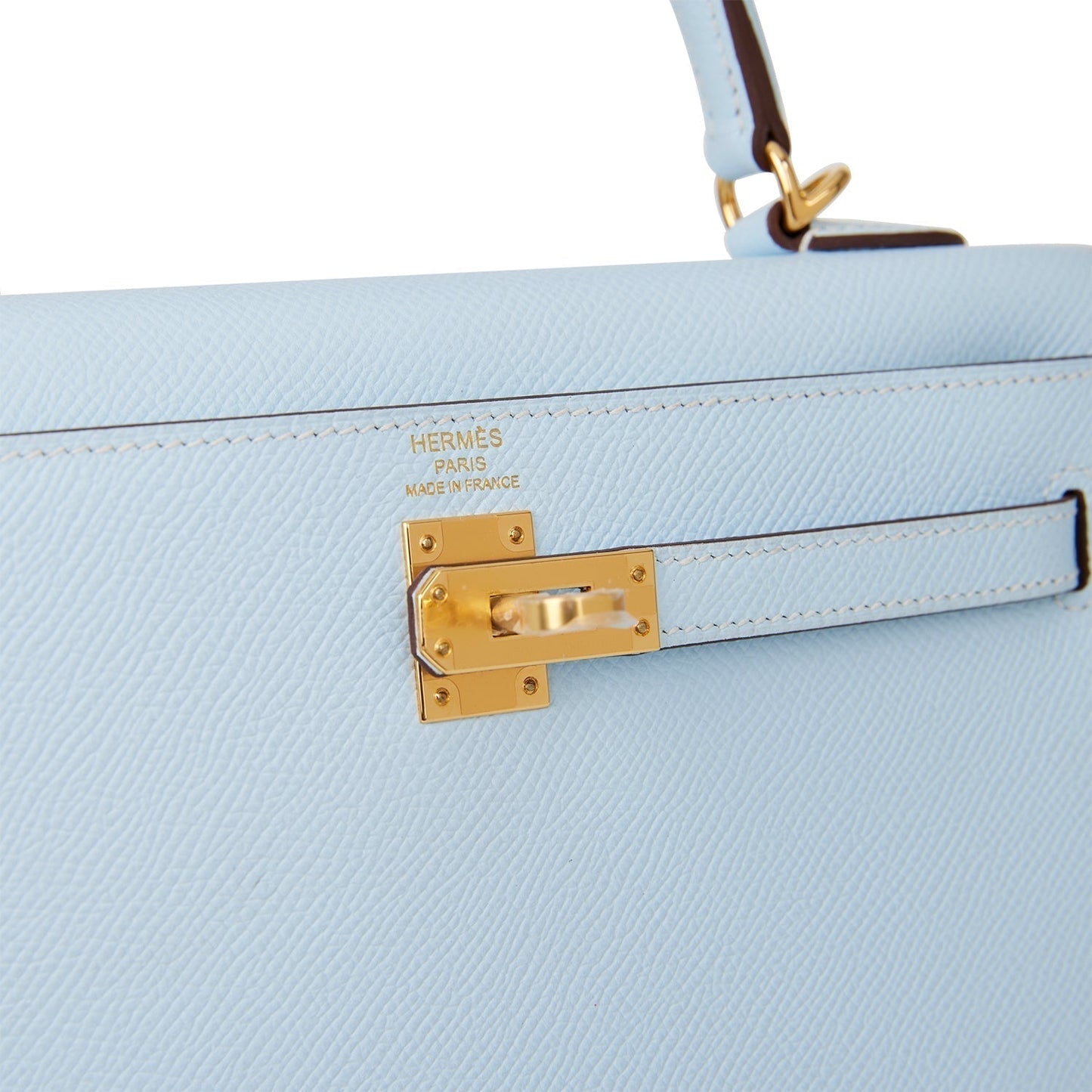 Hermes Kelly Sellier 25 Bleu Brume Epsom Gold Hardware