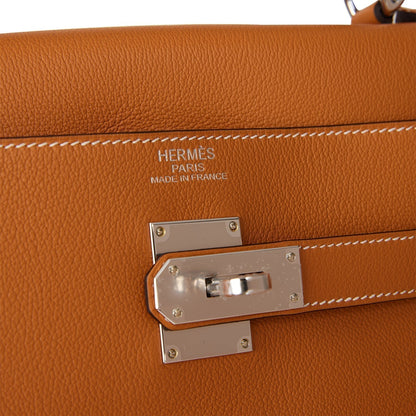 Hermes Kelly Relax Voyage 50 Toffee Togo Palladium Hardware