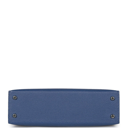 Hermes Kelly Sellier 20 Bleu Brighton Verso Chevre Palladium Hardware