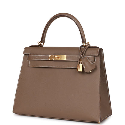 Hermes Kelly Sellier 28 Etoupe Epsom Gold Hardware