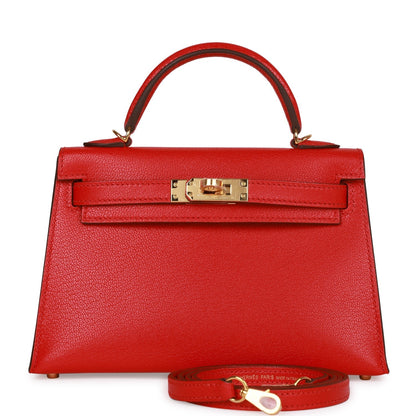 Hermes Kelly Sellier 20 Rouge de Coeur Chevre Gold Hardware