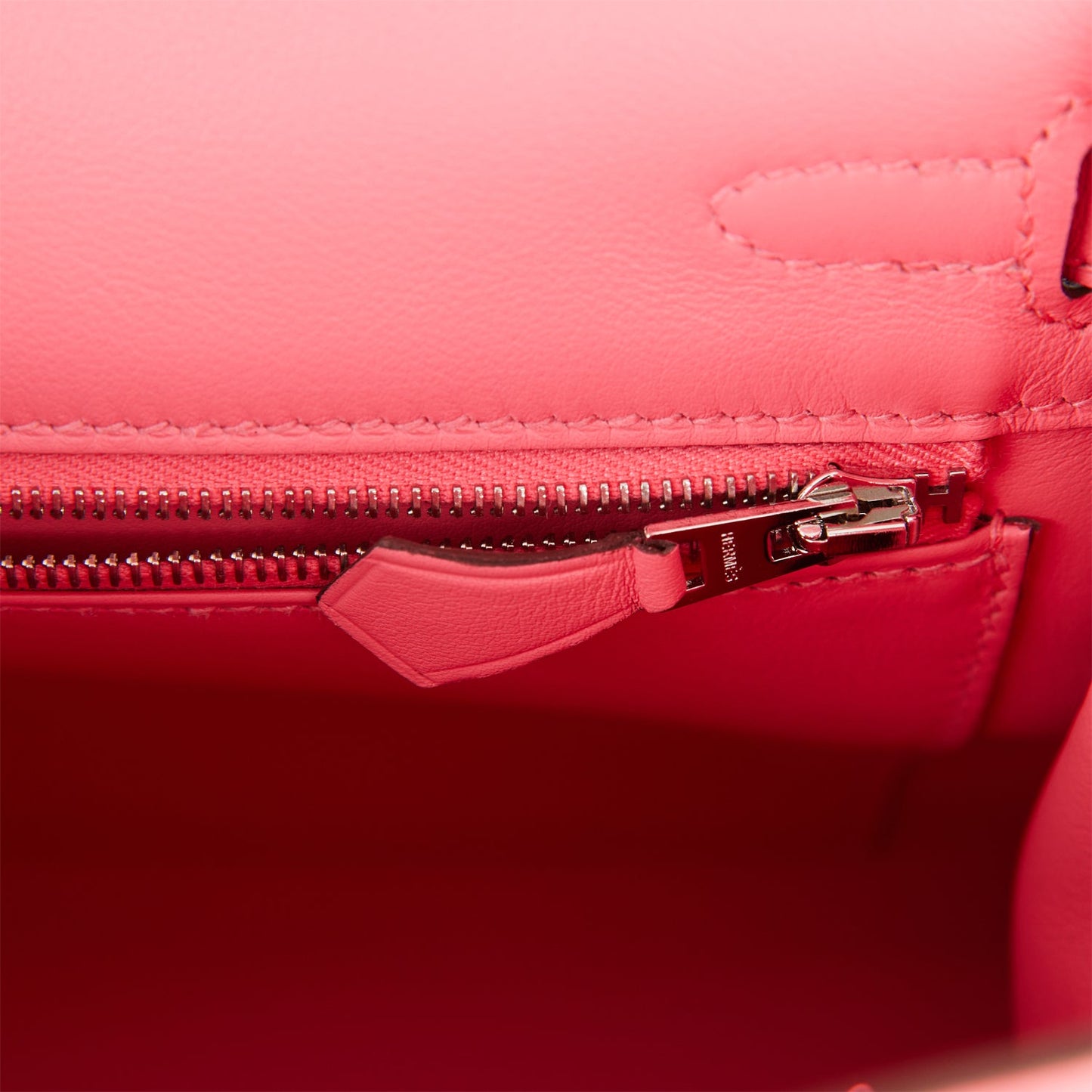 Hermes Kelly Retourne 25 Rose Azalee Swift Palladium Hardware