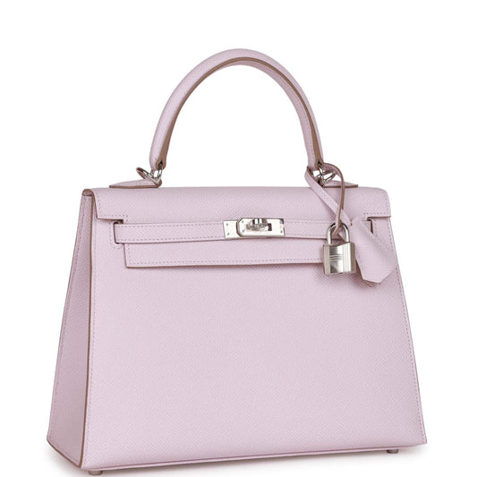 Hermes Kelly Sellier 25 Mauve Pale Epsom Palladium Hardware