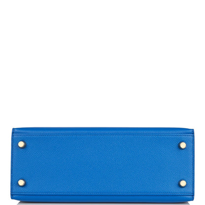 Hermes Kelly Sellier 25 Bleu France Epsom Gold Hardware