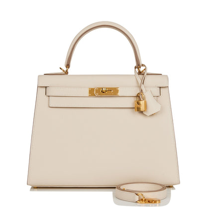 Hermes Kelly Sellier 28 Craie Epsom Gold Hardware