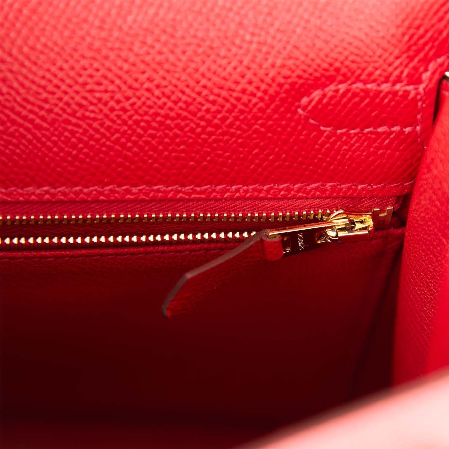 Hermes Kelly Sellier 25 Rouge Casaque Epsom Gold Hardware