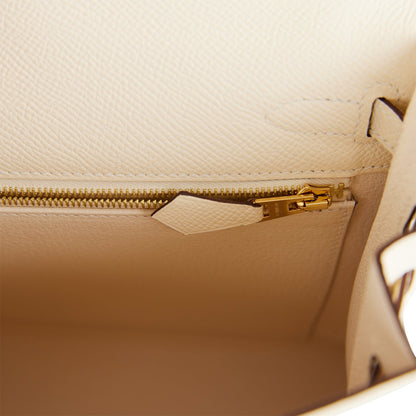 Hermes Kelly Sellier 25 Nata Epsom Gold Hardware