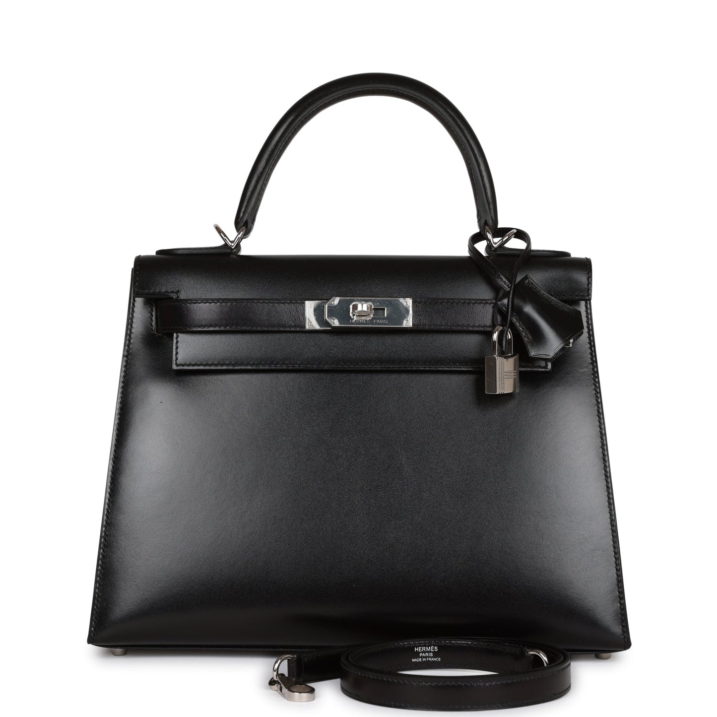 Hermes Kelly Sellier 28 Black Box Palladium Hardware