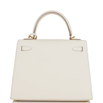 Hermes Kelly Sellier 25 Craie Epsom Gold Hardware