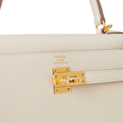 Hermes Kelly Sellier 25 Craie Epsom Gold Hardware