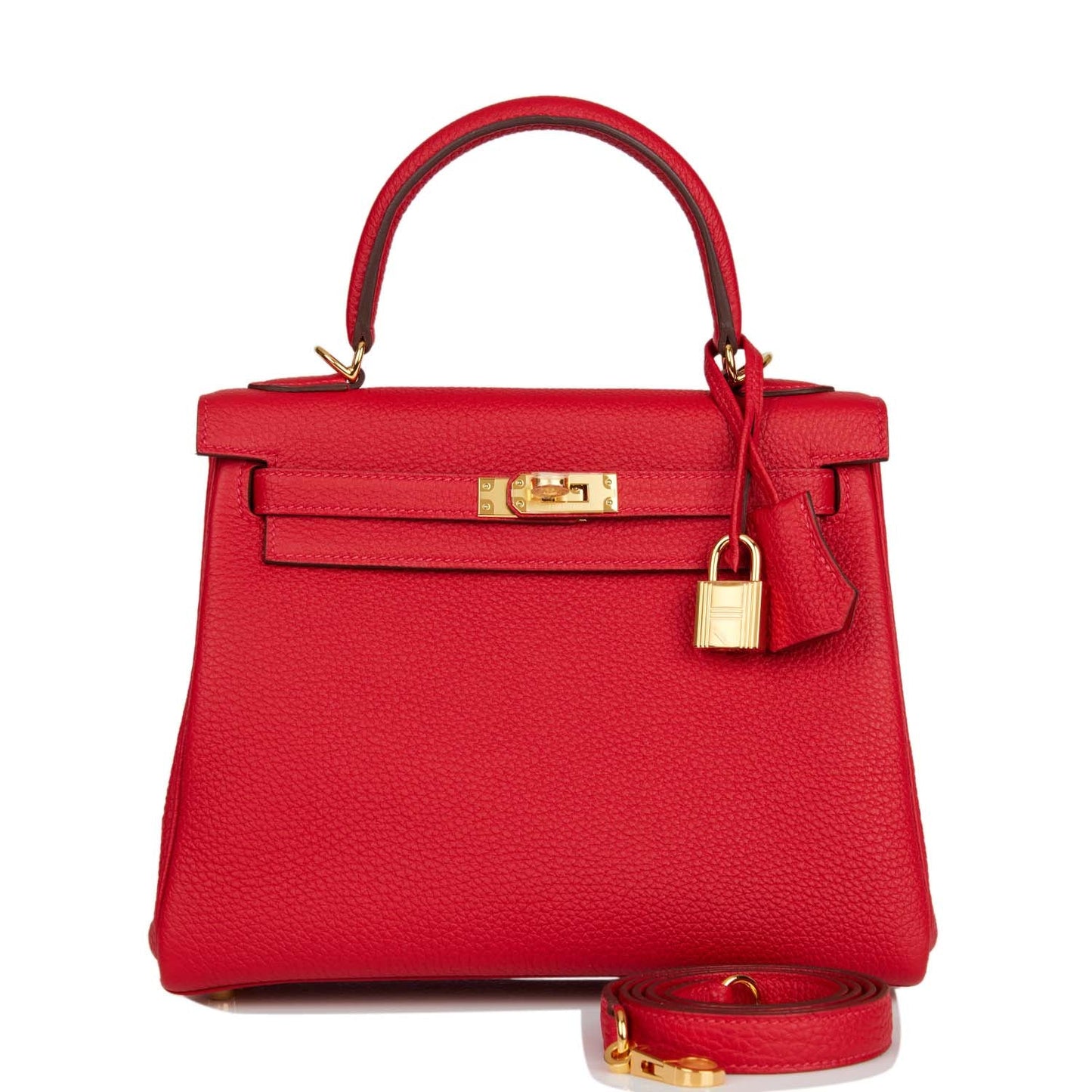 Hermes Kelly Retourne 25 Rouge Casaque Togo Gold Hardware