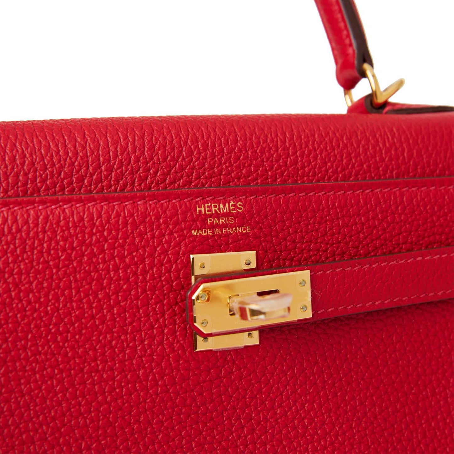 Hermes Kelly Retourne 25 Rouge Casaque Togo Gold Hardware