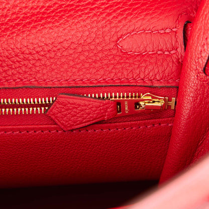 Hermes Kelly Retourne 25 Rouge Casaque Togo Gold Hardware