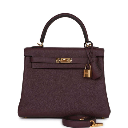 Hermes Kelly Retourne 25 Cassis Togo Gold Hardware