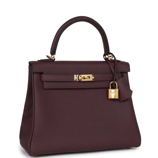 Hermes Kelly Retourne 25 Cassis Togo Gold Hardware