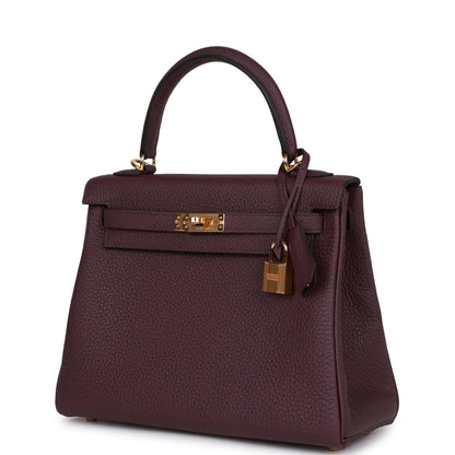 Hermes Kelly Retourne 25 Cassis Togo Gold Hardware