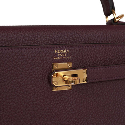 Hermes Kelly Retourne 25 Cassis Togo Gold Hardware