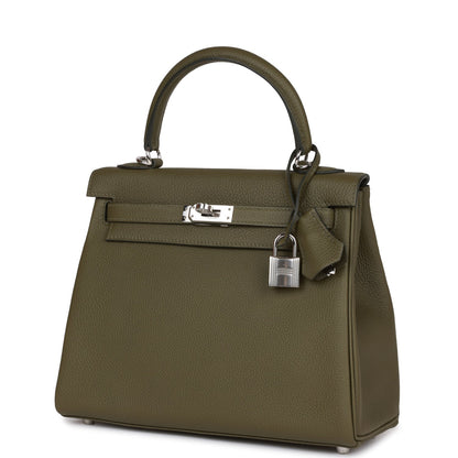 Hermes Kelly Retourne 25 Vert Veronese Togo Palladium Hardware