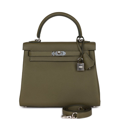 Hermes Kelly Retourne 25 Vert Veronese Togo Palladium Hardware