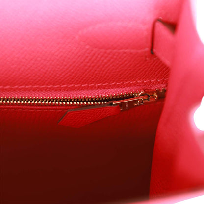 Hermes Kelly Sellier 28 Rose Extreme Epsom Gold Hardware