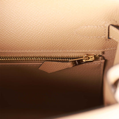 Hermes Kelly Sellier 25 Chai Epsom Gold Hardware