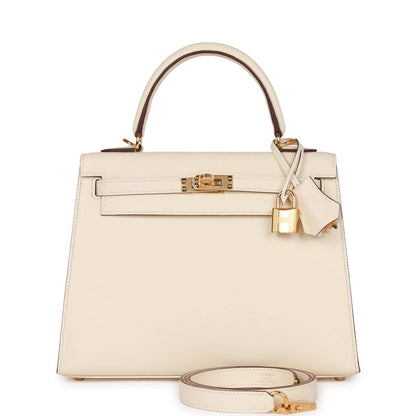 Hermes Kelly Sellier 25 Nata Epsom Gold Hardware