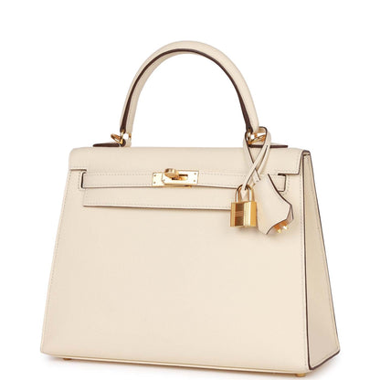 Hermes Kelly Sellier 25 Nata Epsom Gold Hardware