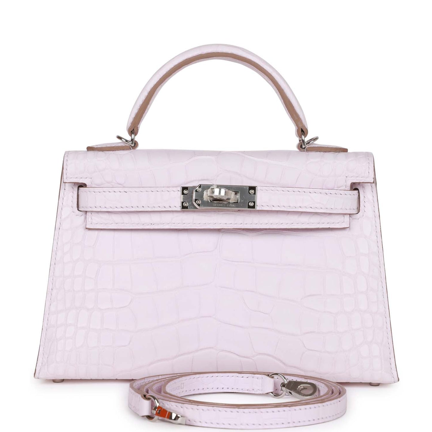 Hermes Kelly Sellier 20 Mauve Pale Satin Boreal Alligator Palladium Hardware