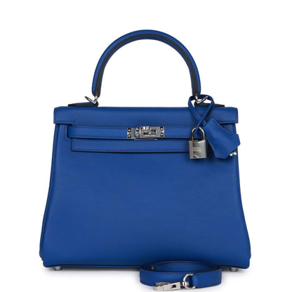 Hermes Kelly Retourne 25 Bleu Royal Swift Palladium Hardware