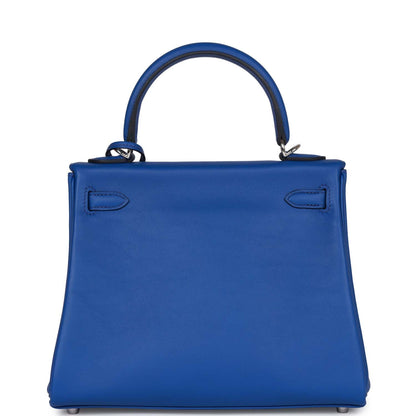 Hermes Kelly Retourne 25 Bleu Royal Swift Palladium Hardware