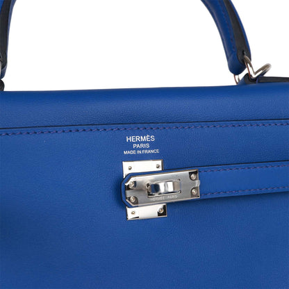 Hermes Kelly Retourne 25 Bleu Royal Swift Palladium Hardware