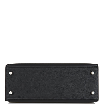 Hermes Kelly Sellier 25 Black Epsom Palladium Hardware