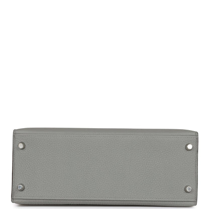 Hermes Special Order (HSS) Kelly Sellier 28 Gris Mouette Verso Togo Brushed Palladium Hardware