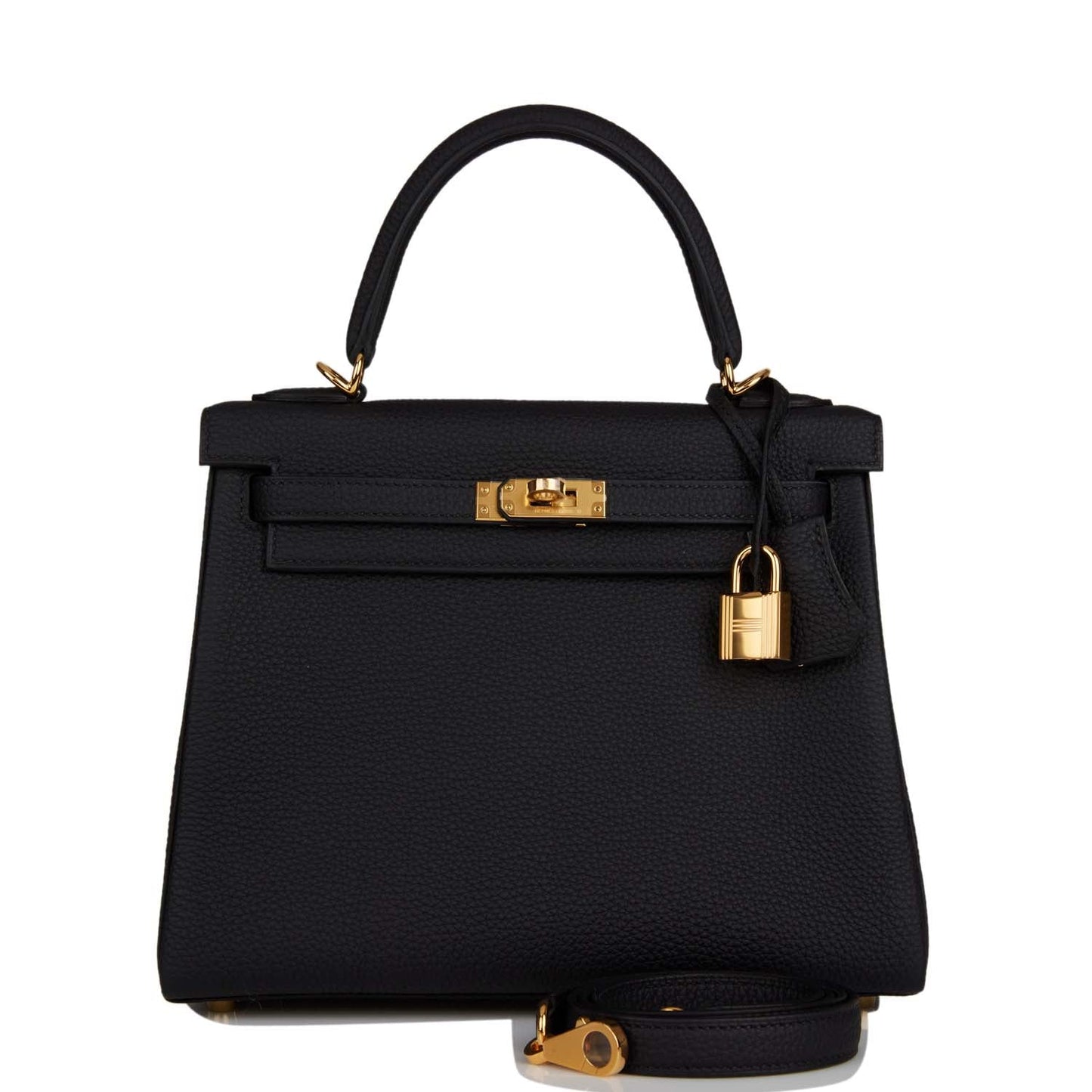 Hermes Kelly Retourne 25 Black Togo Gold Hardware