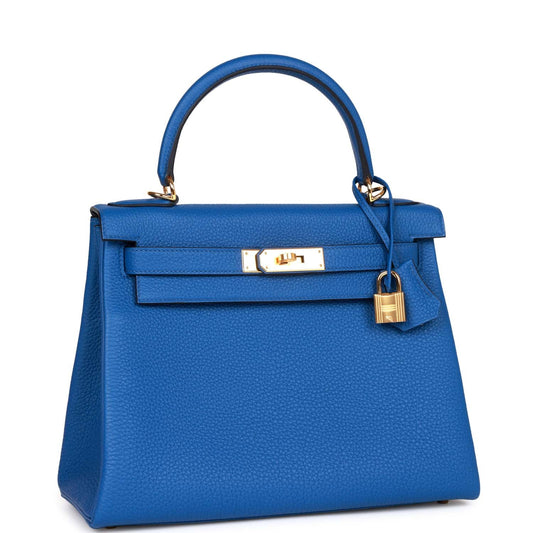 Hermes Kelly Retourne 28 Bleu France Togo Gold Hardware