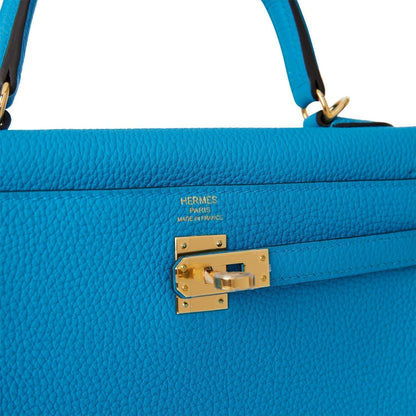 Hermes Kelly Retourne 25 Bleu Zanzibar Togo Gold Hardware