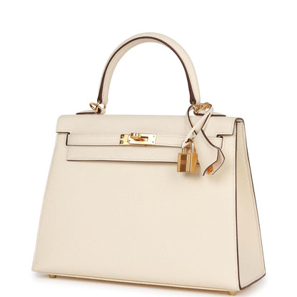 Hermes Kelly Sellier 25 Nata Epsom Gold Hardware