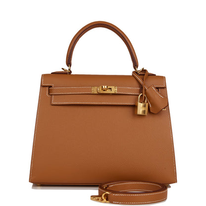 Hermes Kelly Sellier 25 Gold Epsom Gold Hardware