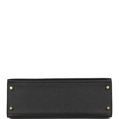 Hermes Kelly Sellier 32 Black Epsom Gold Hardware