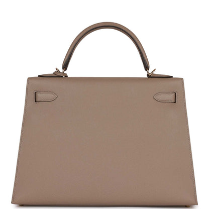 Hermes Special Order (HSS) Kelly Sellier 32 Gris Asphalte Verso Epsom Permabrass Hardware