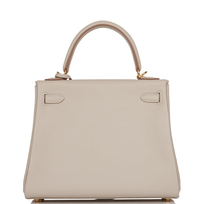 Hermes Kelly Retourne 25 Gris Perle Swift Gold Hardware