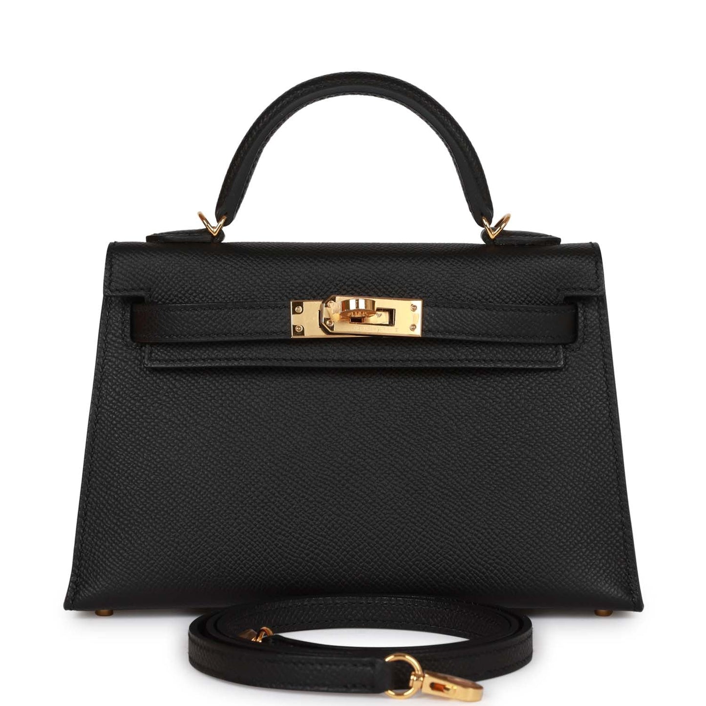 Hermes Kelly Sellier 20 Black Epsom Gold Hardware