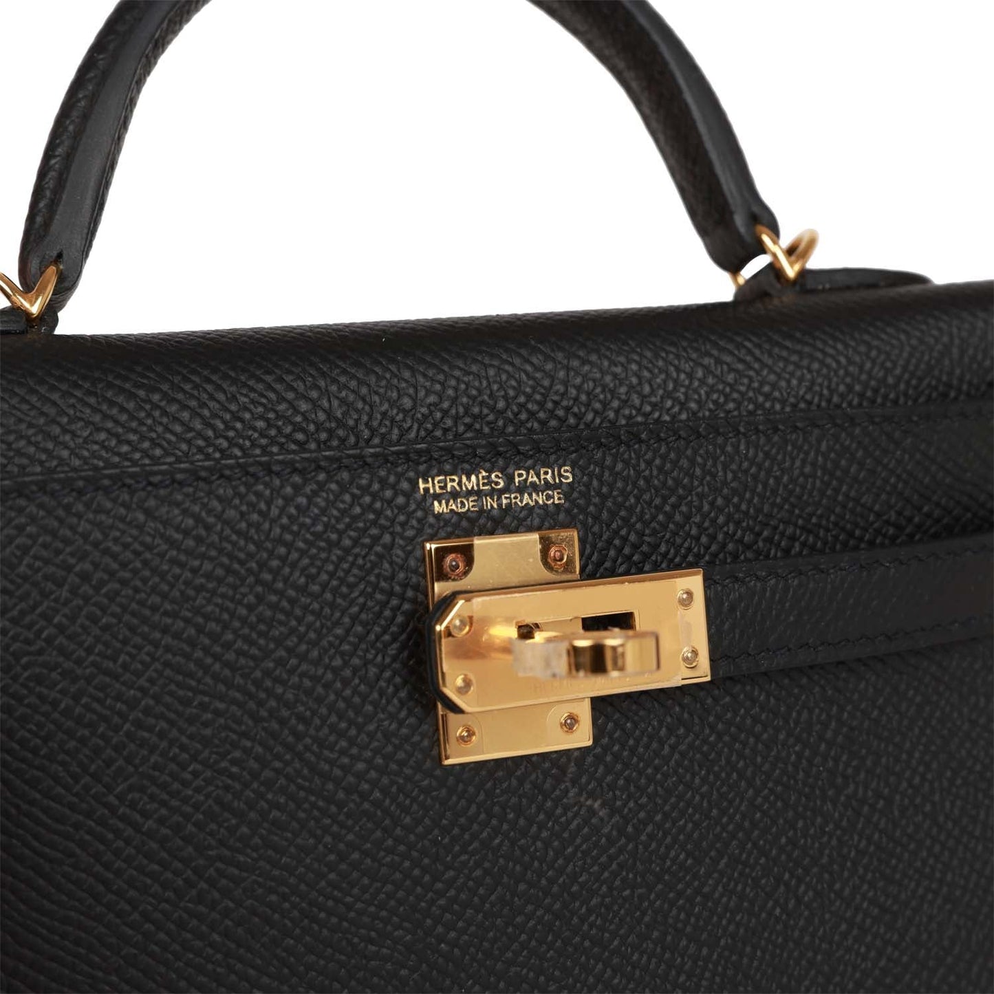 Hermes Kelly Sellier 20 Black Epsom Gold Hardware