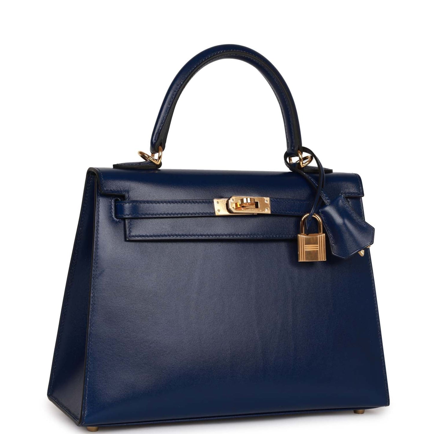 Hermes Kelly Sellier 25 Bleu Saphir Box Gold Hardware