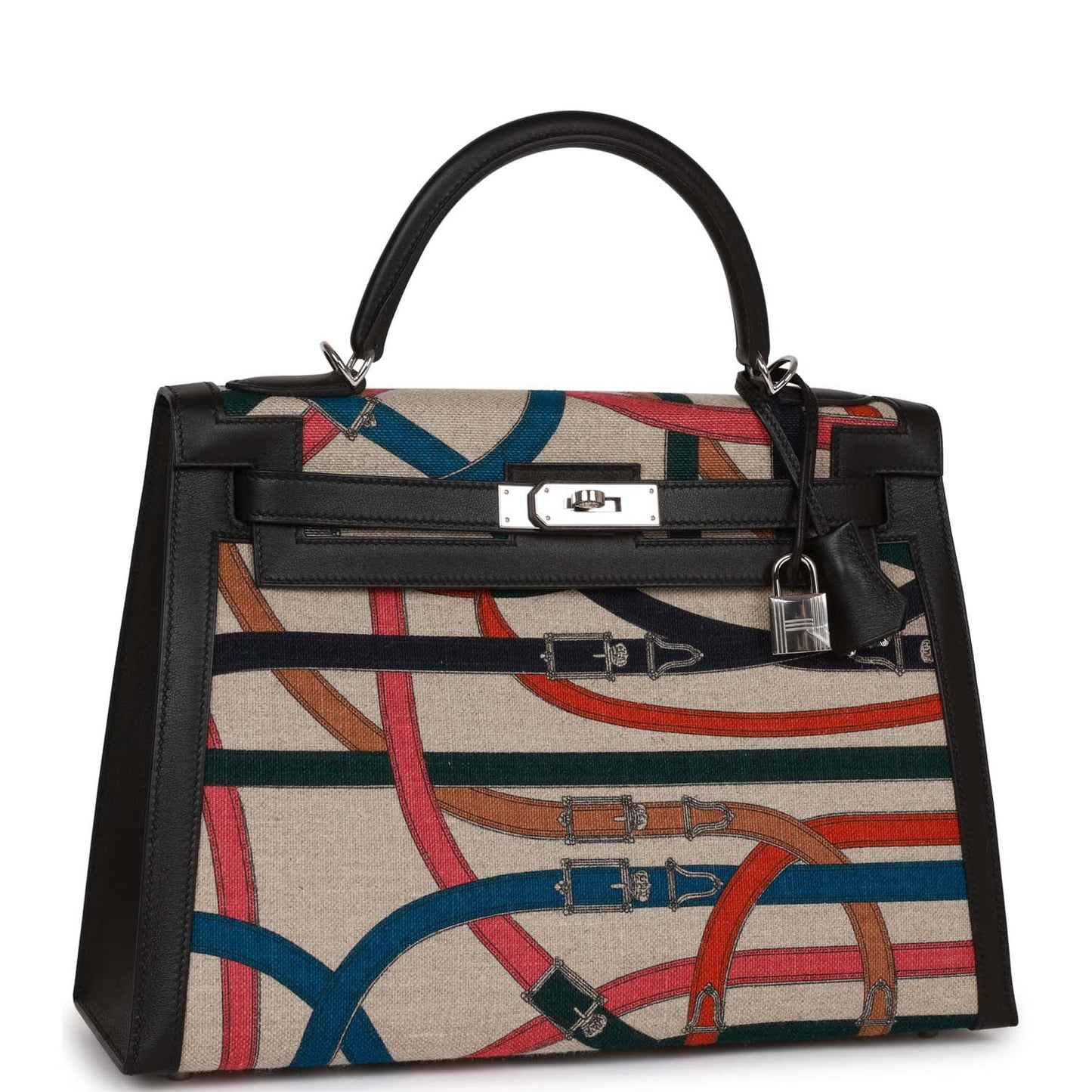 Hermes Kelly Sellier 32 Toile de Camp Cavalcadour Palladium Hardware