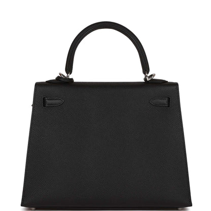 Hermes Kelly Sellier 25 Black Epsom Palladium Hardware