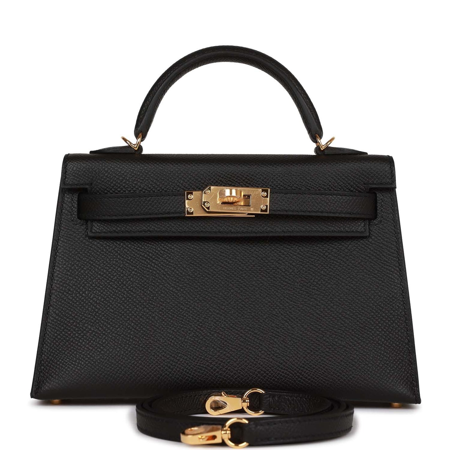 Hermes Kelly Sellier 20 Black Epsom Gold Hardware