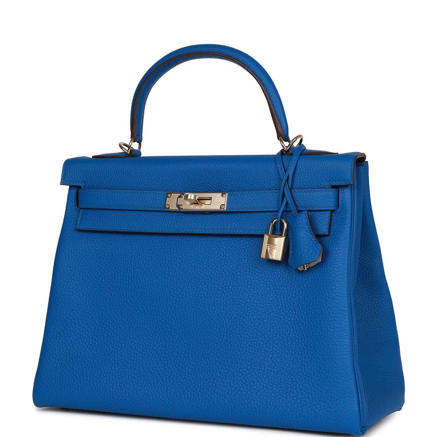 Hermes Special Order (HSS) Kelly Retourne 32 Bleu Royal Verso Togo Permabrass Hardware