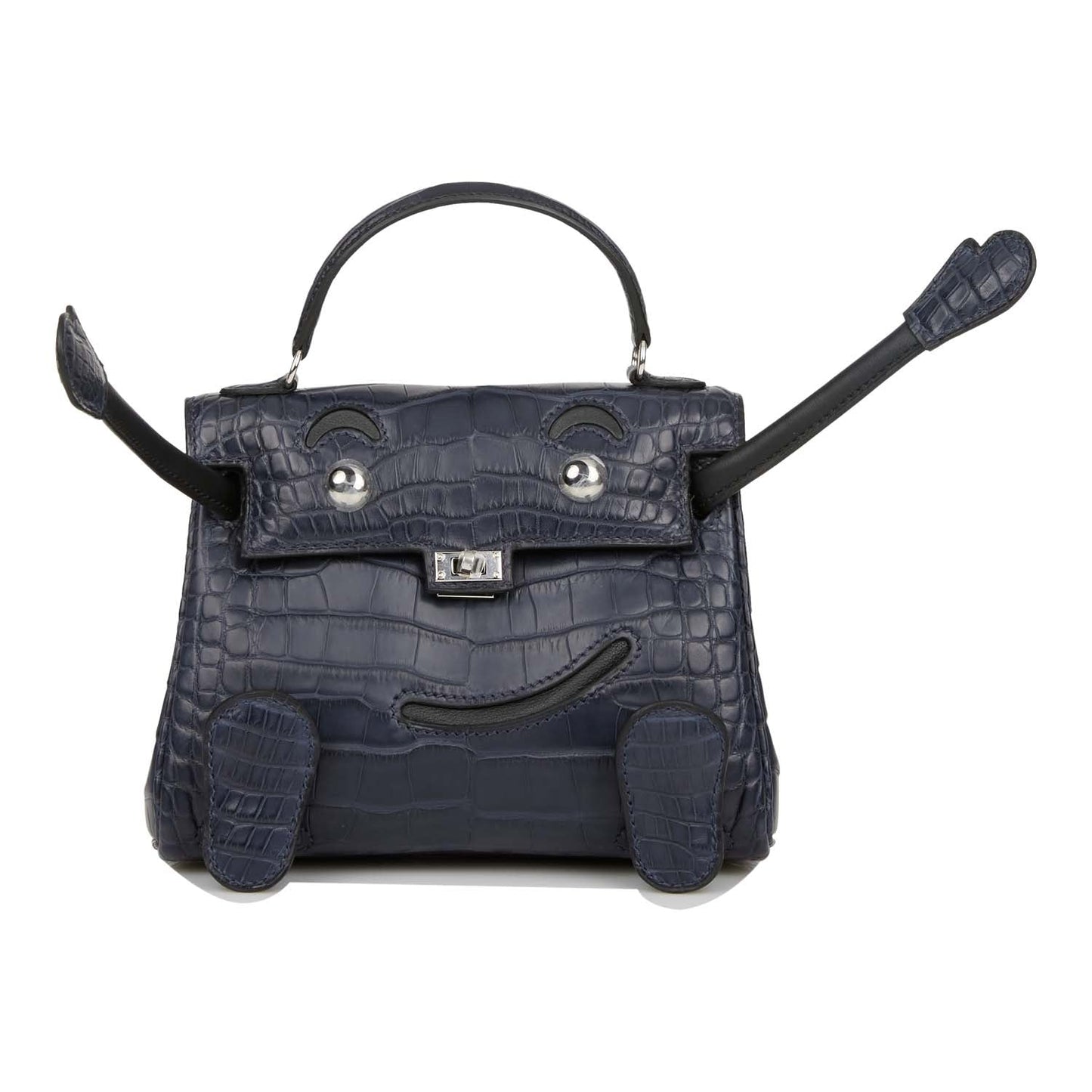 Hermes  "Quelle Idolle" Kelly Doll Bleu Indigo Matte Alligator Palladium Hardware